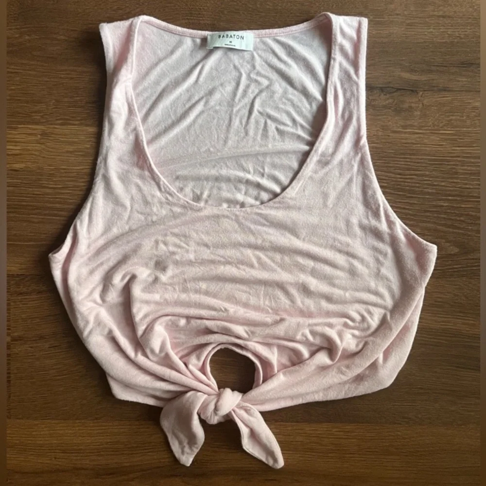 Aritzia Babaton Jeronomo Tie Front Tank in pink - Picture 2 of 7